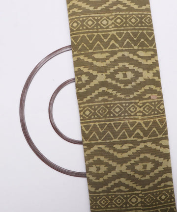 khaki abstract print rayon fabric